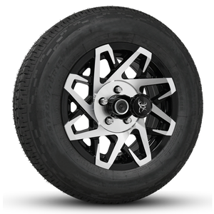 15x6.0 Gloss Black Machined Face Buck Commander Trailer Wheels Ready Mount Wheel & Tire Packages for All Types of Trailers in Pattern 5-Lug 5x4.50 / 5x114.3