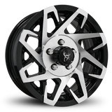 Custom Trailer Wheels in 14x5.5 Inch Gloss Black Machined Face by Buck Commander Trailer Wheels for All Trailer Types in Pattern 5-Lug 5x4.50 / 5x114.3