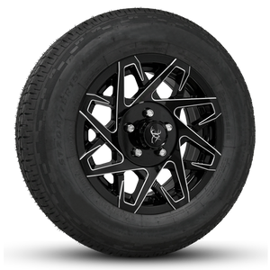 15x6.0 Gloss Black Milled Edges Buck Commander Trailer Wheels Ready Mount Wheel & Tire Packages for All Types of Trailers in Pattern 5-Lug 5x4.50 / 5x114.3