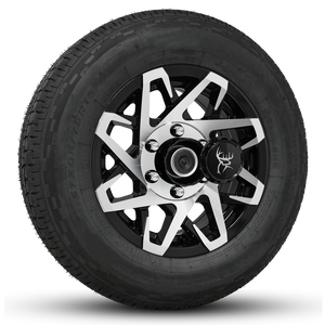 15x6.0 Gloss Black Machined Face Buck Commander Trailer Wheels Ready Mount Wheel & Tire Packages for All Types of Trailers in Pattern 6-Lug 6x5.50 / 6x139.7	